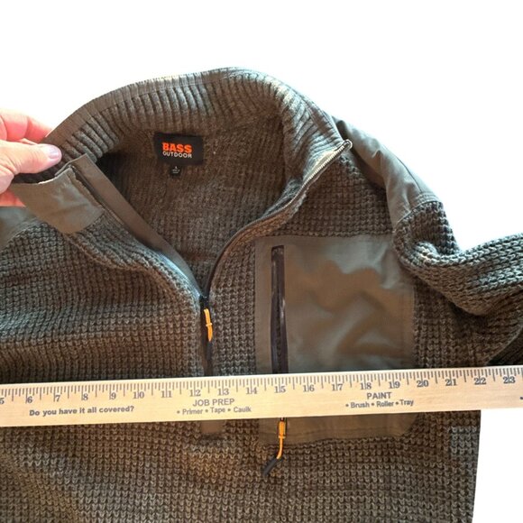 Bass Outdoor Quarter Zip Sweater Mens Large Knit Pullover Olive Green Warm - Picture 6 of 6